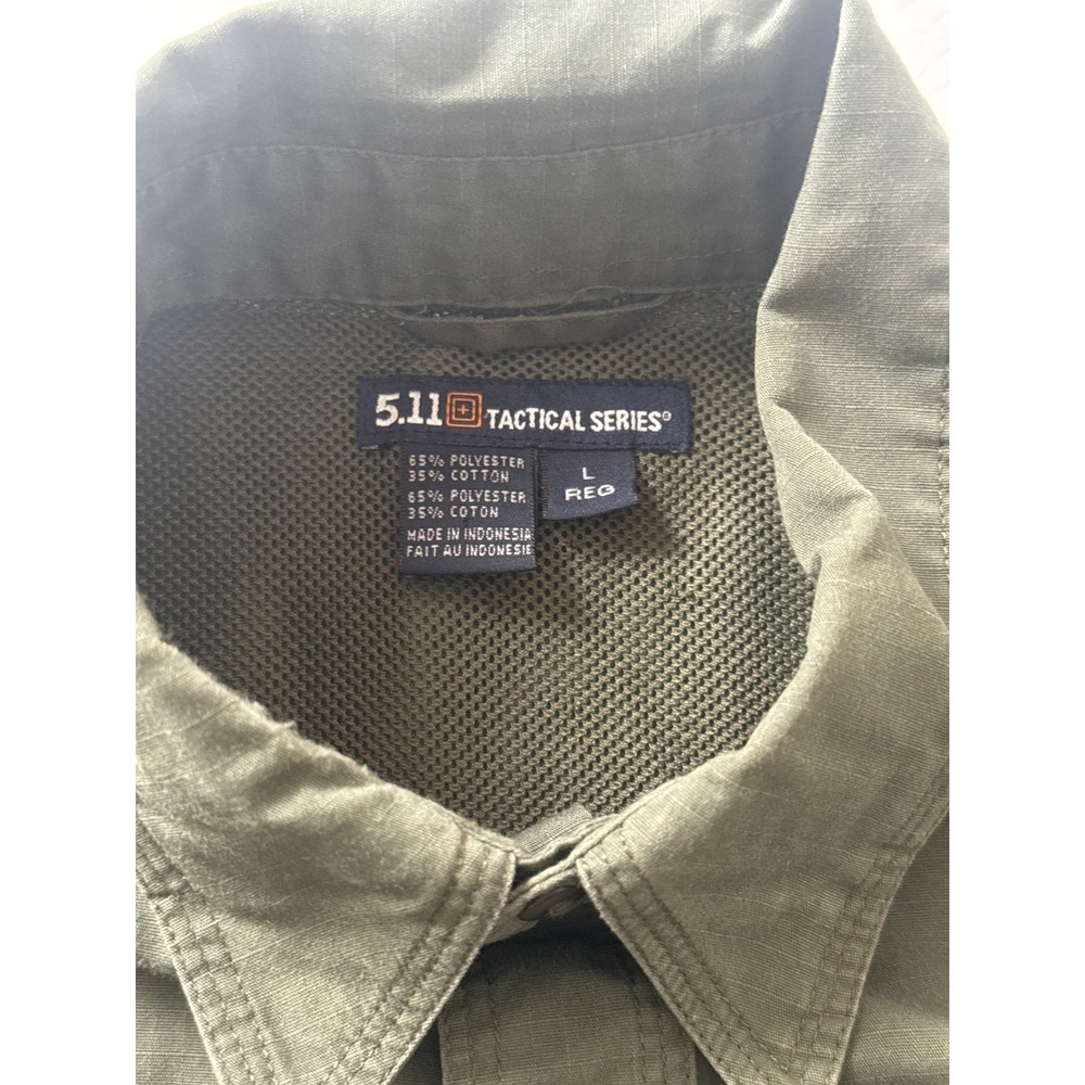 5.11 Tactical Series Mens L Ripstop Short Sleeve Button Down Shirt Olive 71175 - Picture 4 of 9